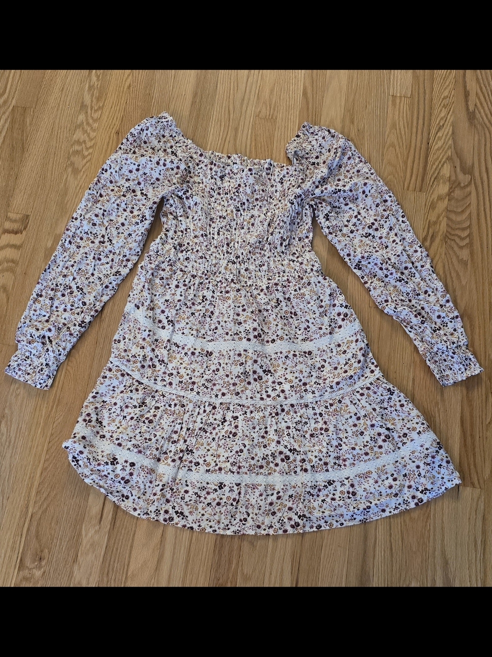 Japna Cream Dress with Purple and Brown Floral Print